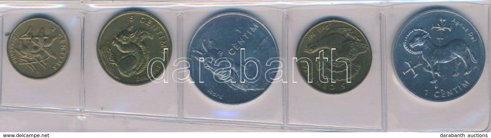 Andorra 2002. 1c - 5c (5xklf) Forgalmi Emlékkiadások T:1,1-
Andorra 2002. 1 Centim - 5 Centims (5xklf) Commemorative Coi - Unclassified