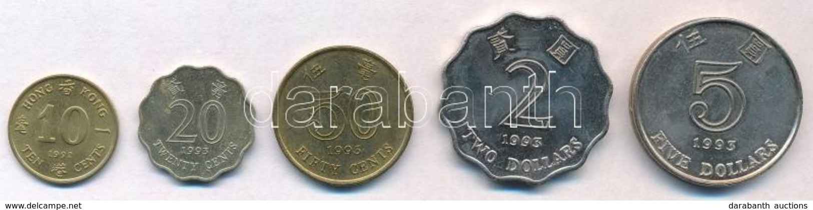 Hongkong 1992-1993. 10c-5D (5xklf) T:1-,2
Hong Kong 1992-1993. 10 Cents - 5 Dollars (5xdiff) C:AU,XF - Unclassified