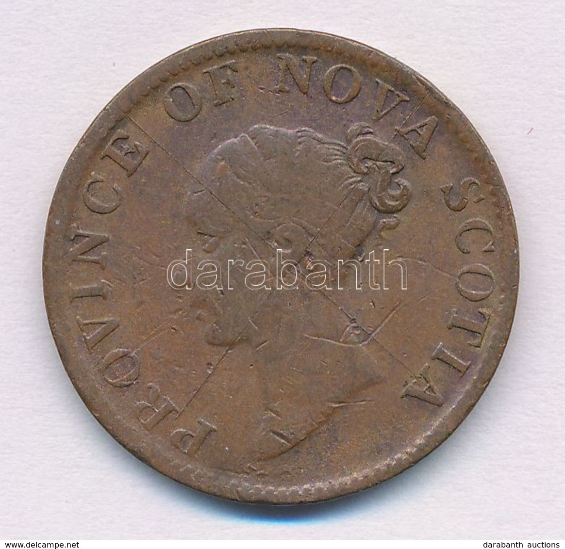 Kanada / Új-Skócia 1840. 1/2p Cu 'Viktória' T:3 K.
Canada / Nova Scotia 1840. 1/2 Penny Token Cu 'Victoria' C:F Scratche - Unclassified