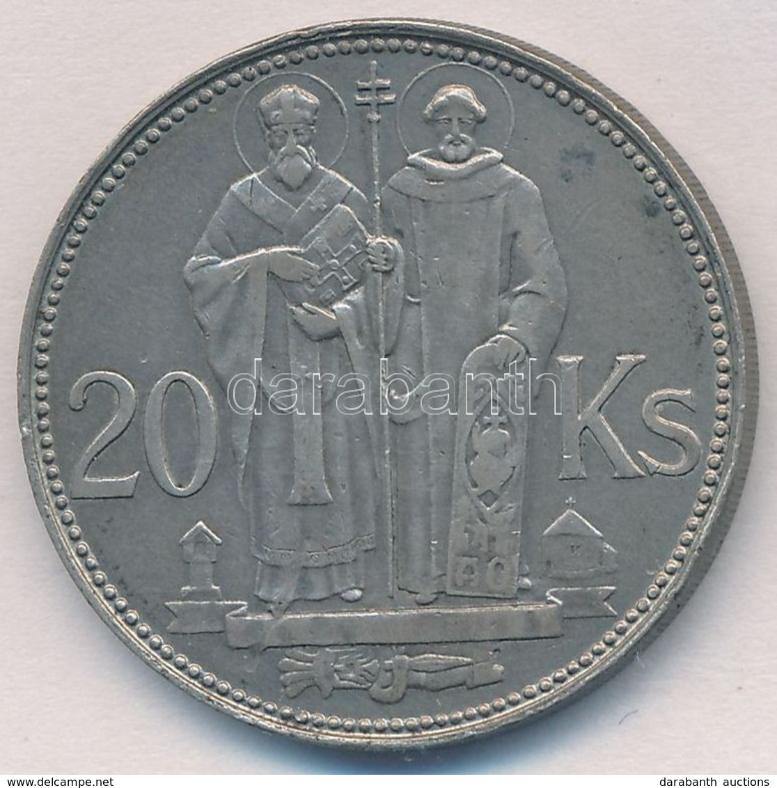 Szlovákia 1941. 20K Ag 'Cirill és Metód' T:2 Slovakia 1941. 20 Korun Ag 'St. Kyrill And St. Methodius' C:XF Krause KM#7. - Unclassified