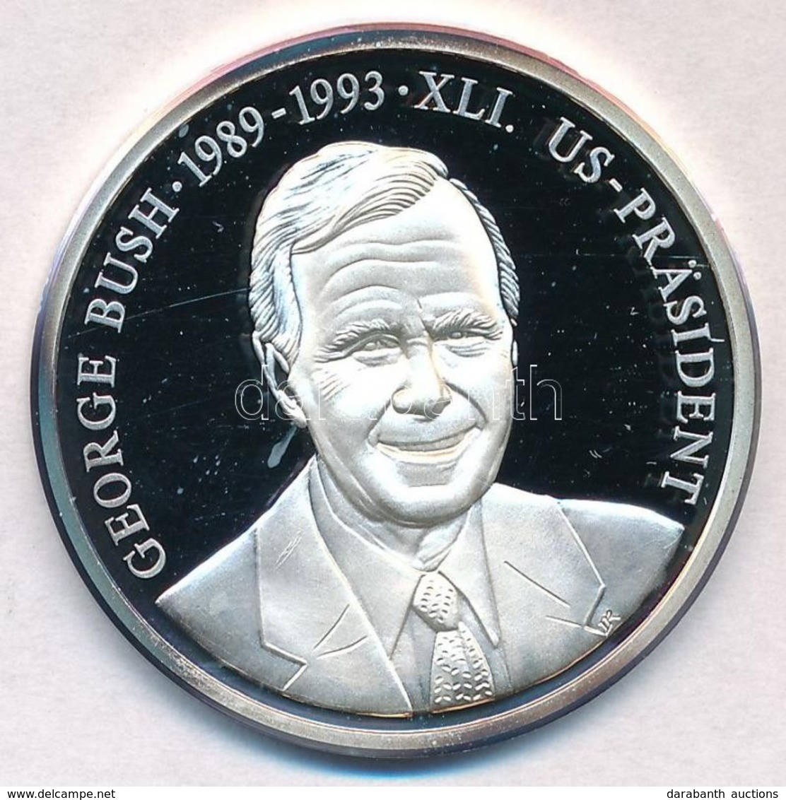 Németország 1991. 'George Bush - Az Amerika Egyesült Államok Elnökei' Jelzett Ag Emlékérem, Tanúsítvánnyal (15g/0.999/35 - Unclassified