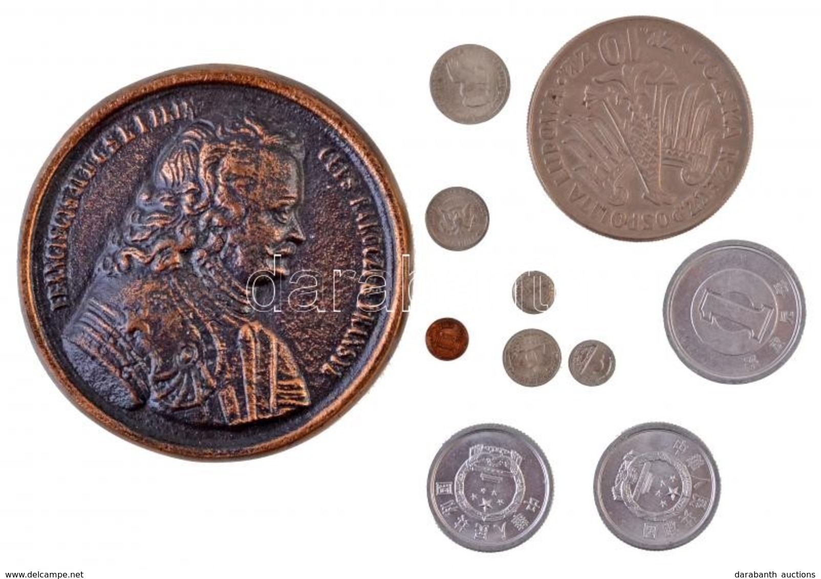 10db-os Vegyes Fémpénz Tétel, Benne Mini Amerikai érmék, Illetve Egy Rákóczit ábrázoló Plakett T:2
10pcs Of Various Coin - Unclassified