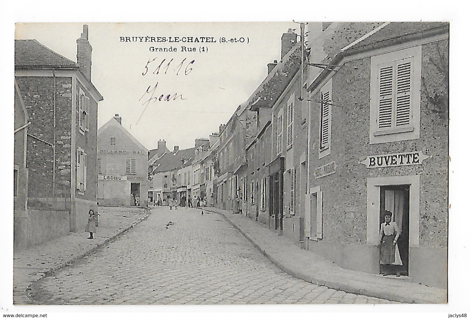 BRUYERES Le CHATEL  (cpa 91)   Grande Rue - Buvette    ## RARE  ##  - L 1 - Bruyeres Le Chatel