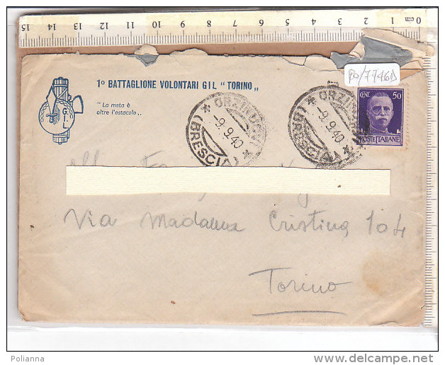 PO7746D# LETTERA MILITARE 1° BATTAGLIONE VOLONTARI GIL "TORINO"  VG ORZINUOVI 1940 - 1939-45