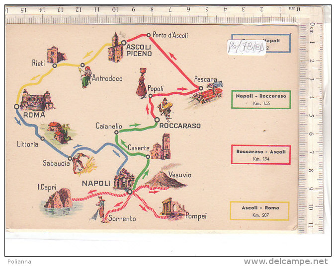 PO7818D# CARTINA MAP - PUBBLICITA' ESSO 1939 - ESSOLUBE - ASCOLI PICENO-ROMA-ROCCARASO-NAPOLI   No VG - Maps