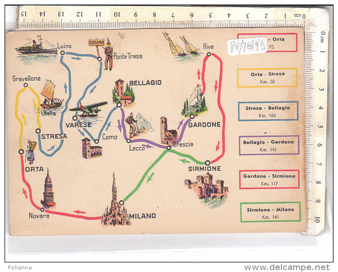 PO7819D# CARTINA MAP - PUBBLICITA' ESSO 1939 - ESSOLUBE - ORTA-STRESA-VARESE-BELLAGIO-MILANO-SIRMIONE  No VG - Carte Geografiche