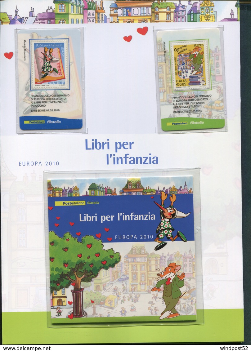 ITALIA FOLDER 2010 - EUROPA CEPT 2010 - LIBRI PER L'INFANZIA : PINOCCHIO - G. STILTON - 2010