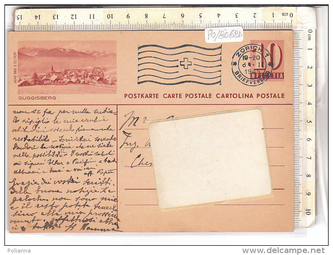 PO8062D# CARTOLINA POSTALE 10 Cent. Veduta GUGGISBERG  VG ZURICH  06-02-1945 - Storia Postale