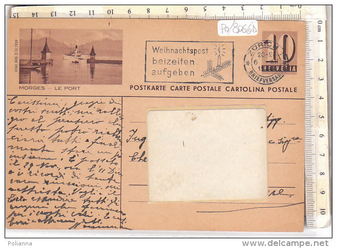 PO8066D# CARTOLINA POSTALE 10 Cent. Veduta MORGES, LE PORT  VG ZURICH  06-12-1945 - Storia Postale