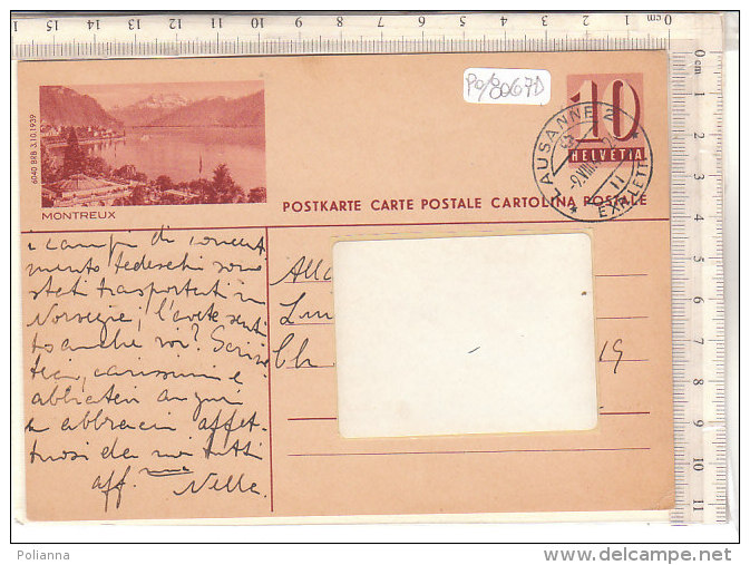 PO8067D# CARTOLINA POSTALE 10 Cent. Veduta MONTREUX  VG LAUSANNE  04-08-1944 - Storia Postale