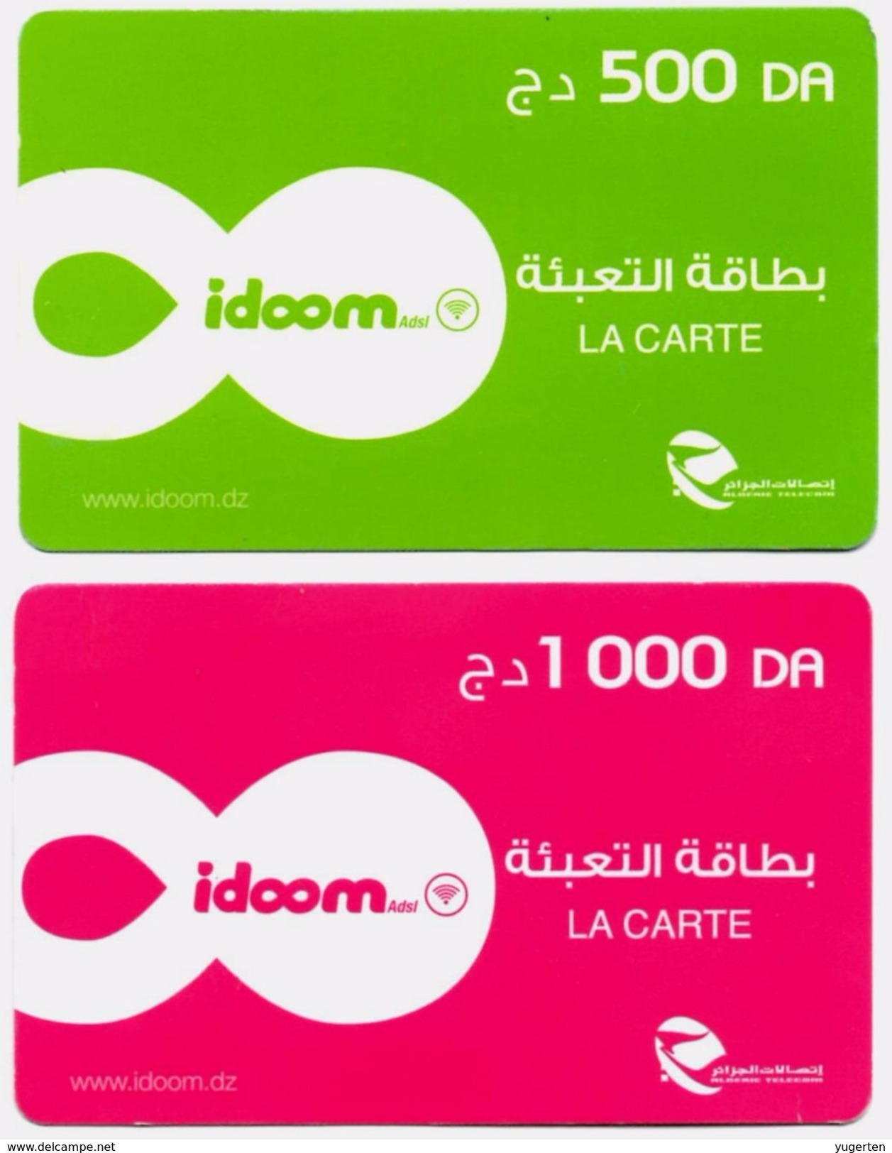 2 CARTES RECHARGE INTERNET RECHARGE CARD Karten Aufladen RECARGA TARJETA Utilisée / Used - Algerije