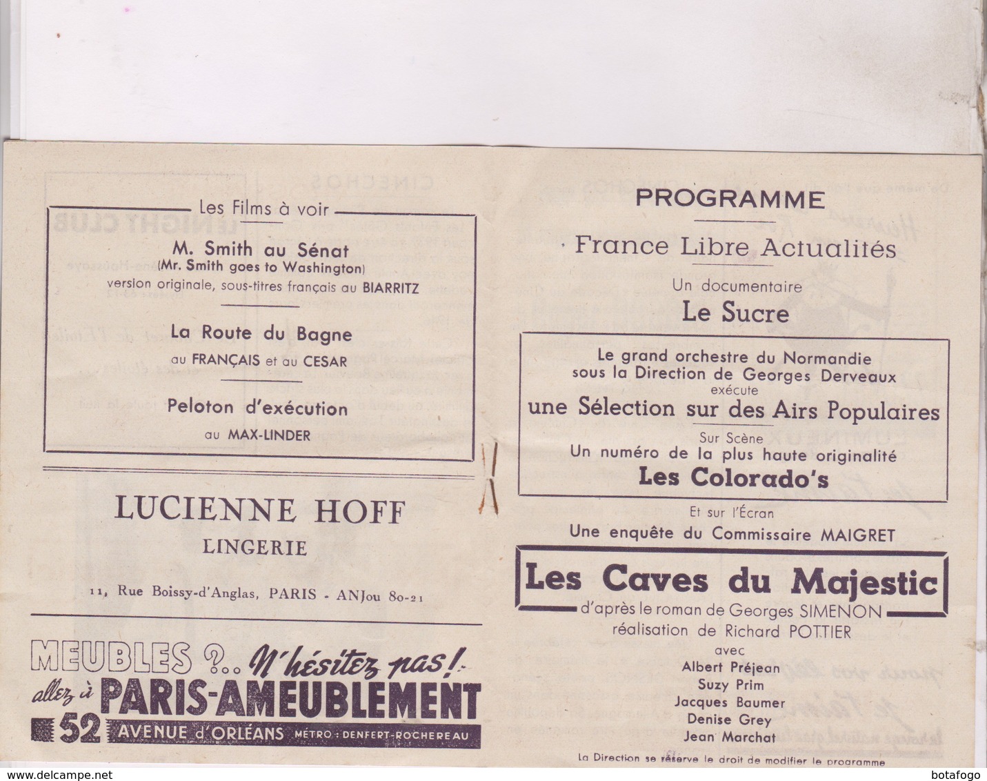 PROGRAMME CINE NORMANDIE A PARIS - Programmes