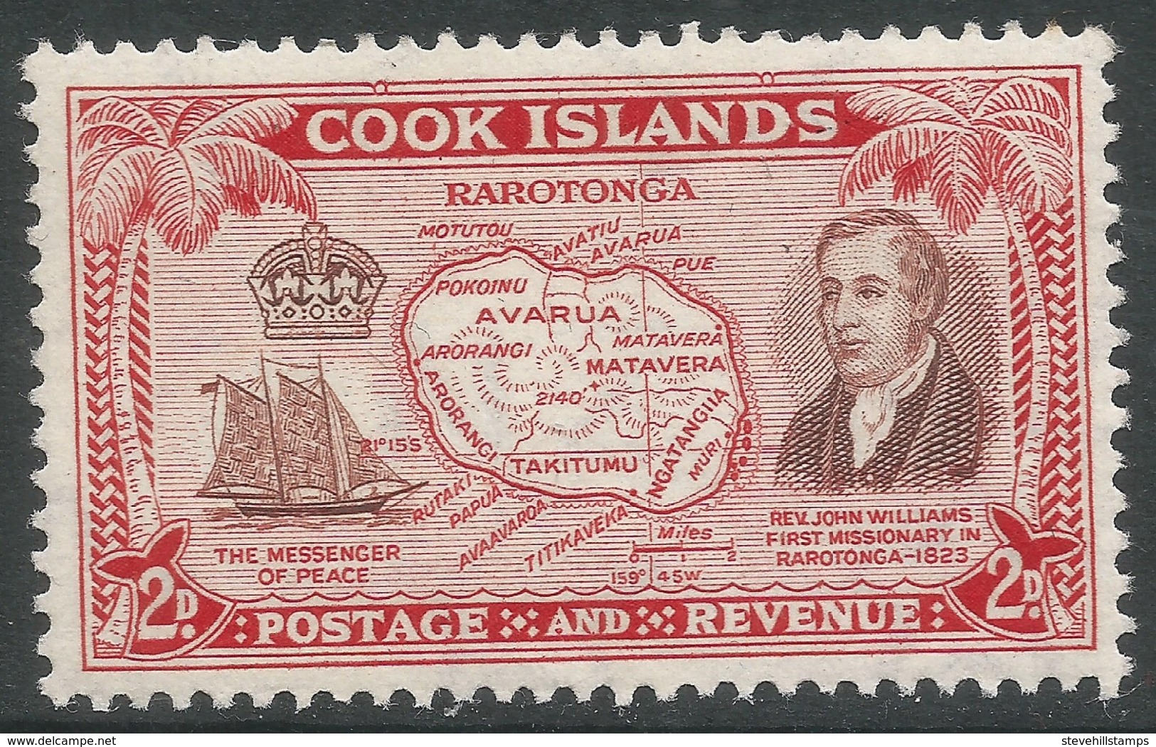 Cook Islands. 1949-61 Definitives. 2d MH. SG 152 - Cook Islands