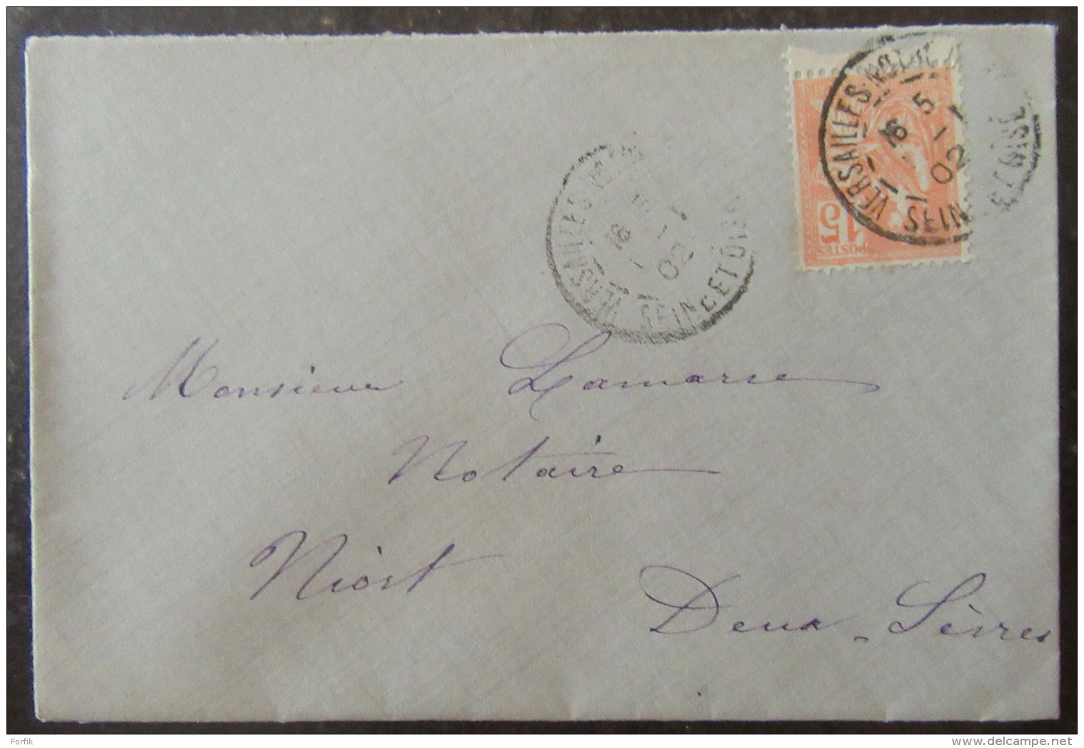 Enveloppe Avec 15c Type Mouchon YT N°117 - Oblitération Versailles En 1902 - 1877-1920: Période Semi Moderne