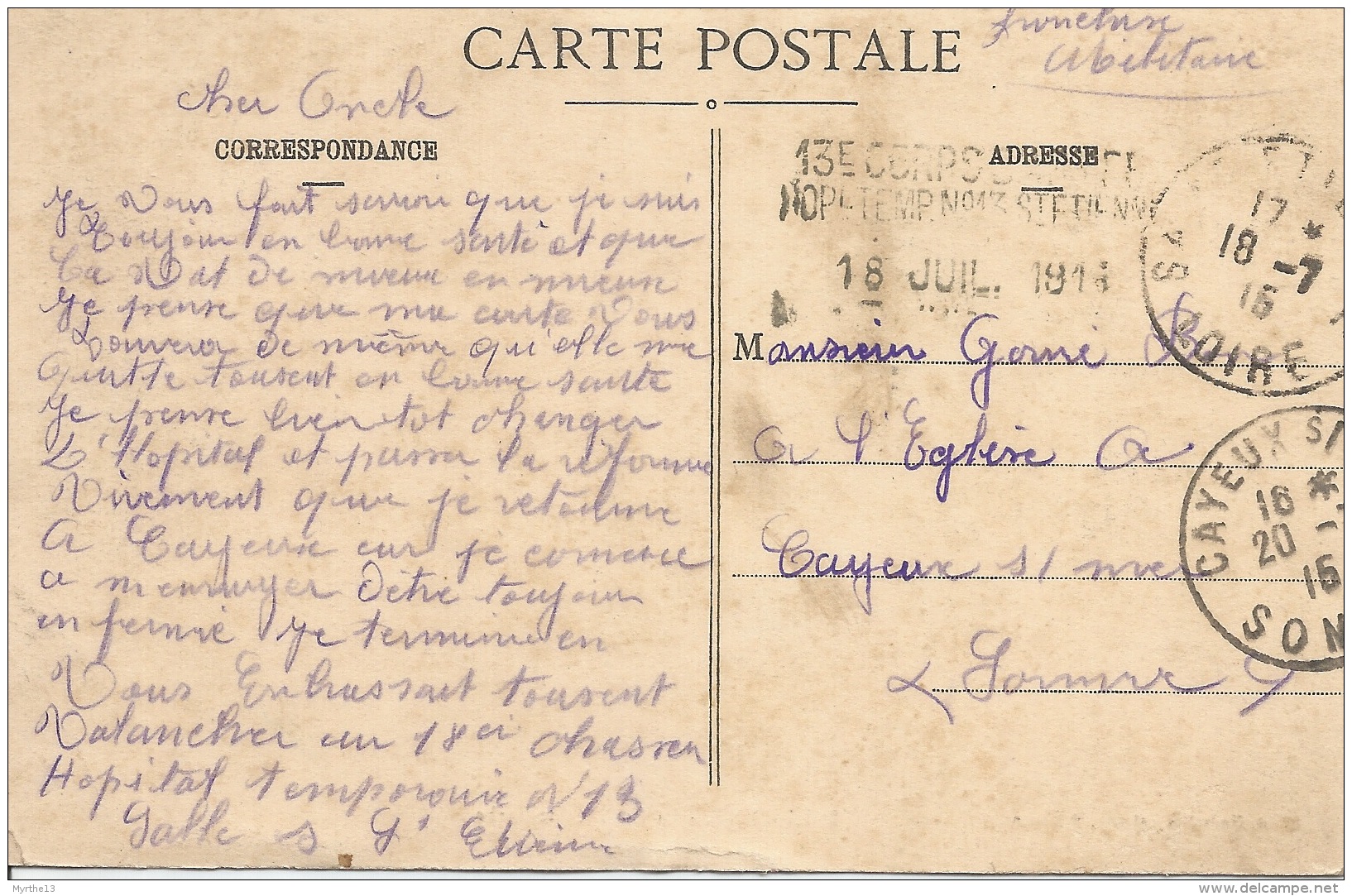 42  St ETIENNE  La Colline Ste Barbe  1916 - Saint Etienne