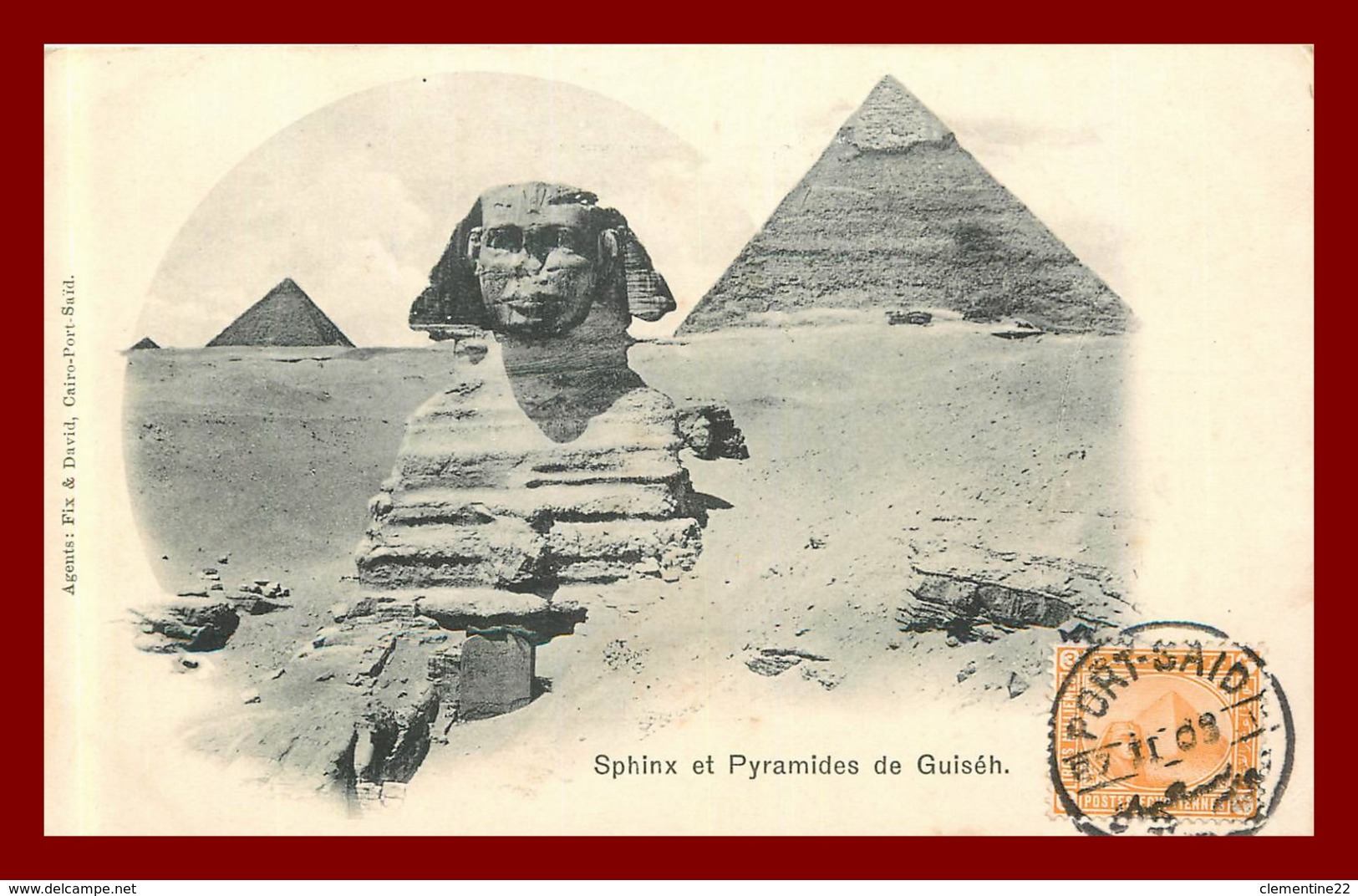 Sphinx Et Pyramides De Guiséh     (scan Recto Et Verso ) - Gizeh