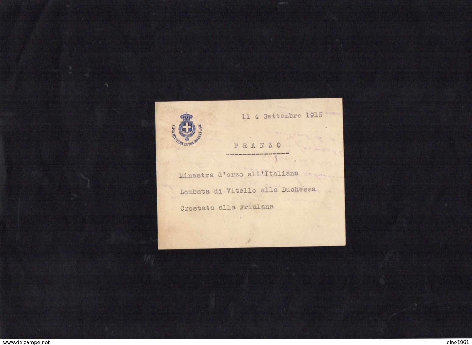 VP13.106 - MILITARIA - Italie - Carta - Casa Militare Di Sua Maesta Il Re - Other & Unclassified
