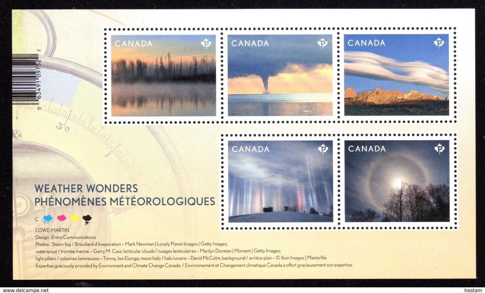 CANADA 2018   WEATHER  WONDERS   Sheetlet  Of 5  NEW - Blocks & Sheetlets