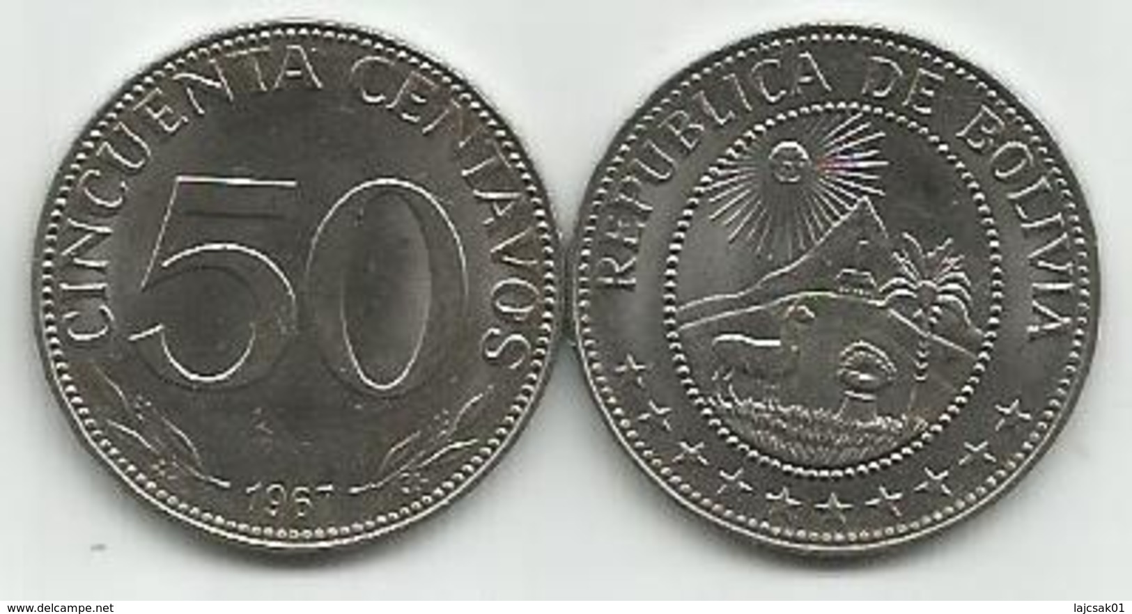 Bolivia 50 Centavos 1967. KM#190 High Grade - Bolivie