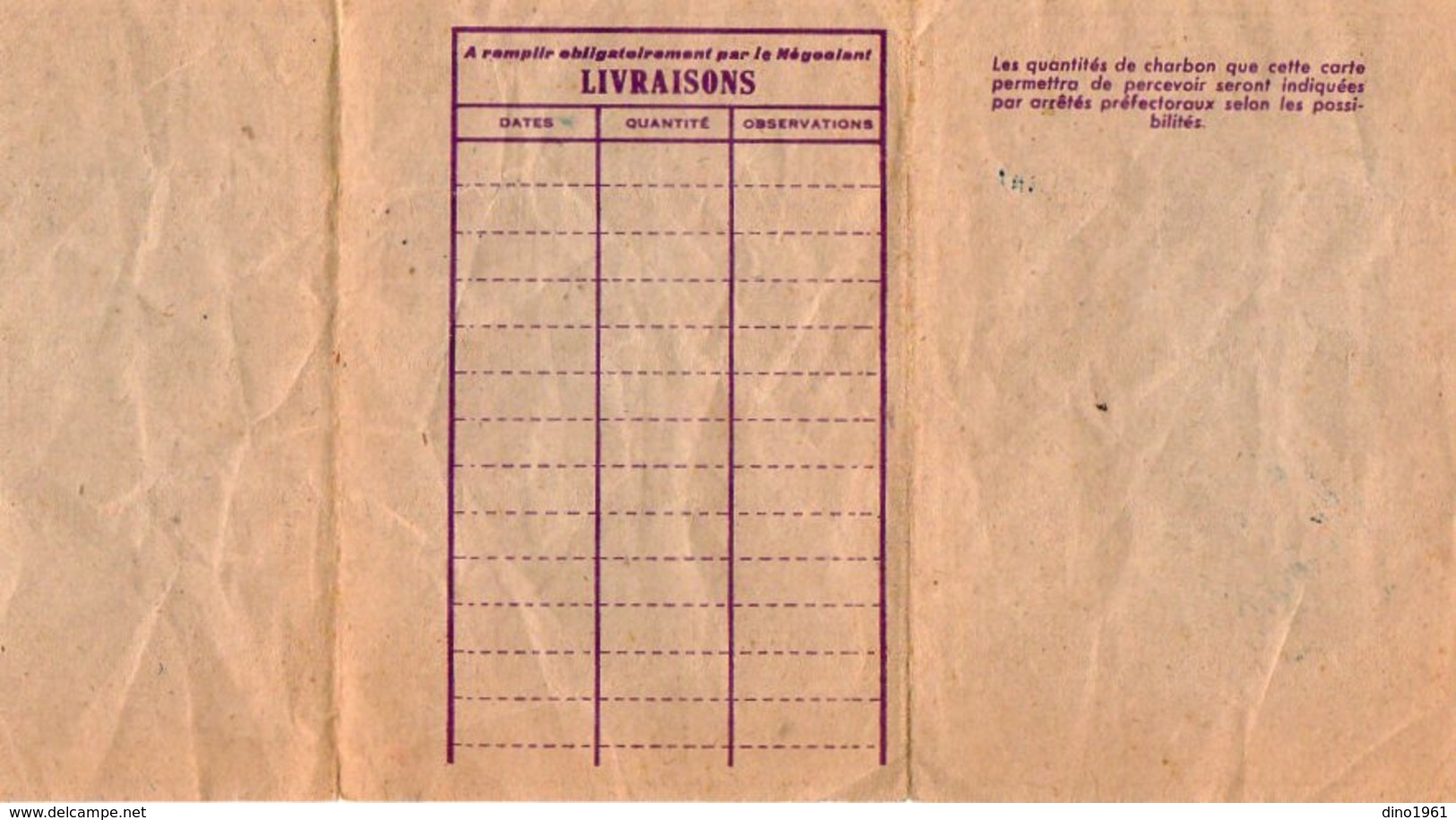 VP13.108 - Mairie De CANNES 1947 / 1948 - Service Du Rationnement - Carte De Charbon - Autres & Non Classés