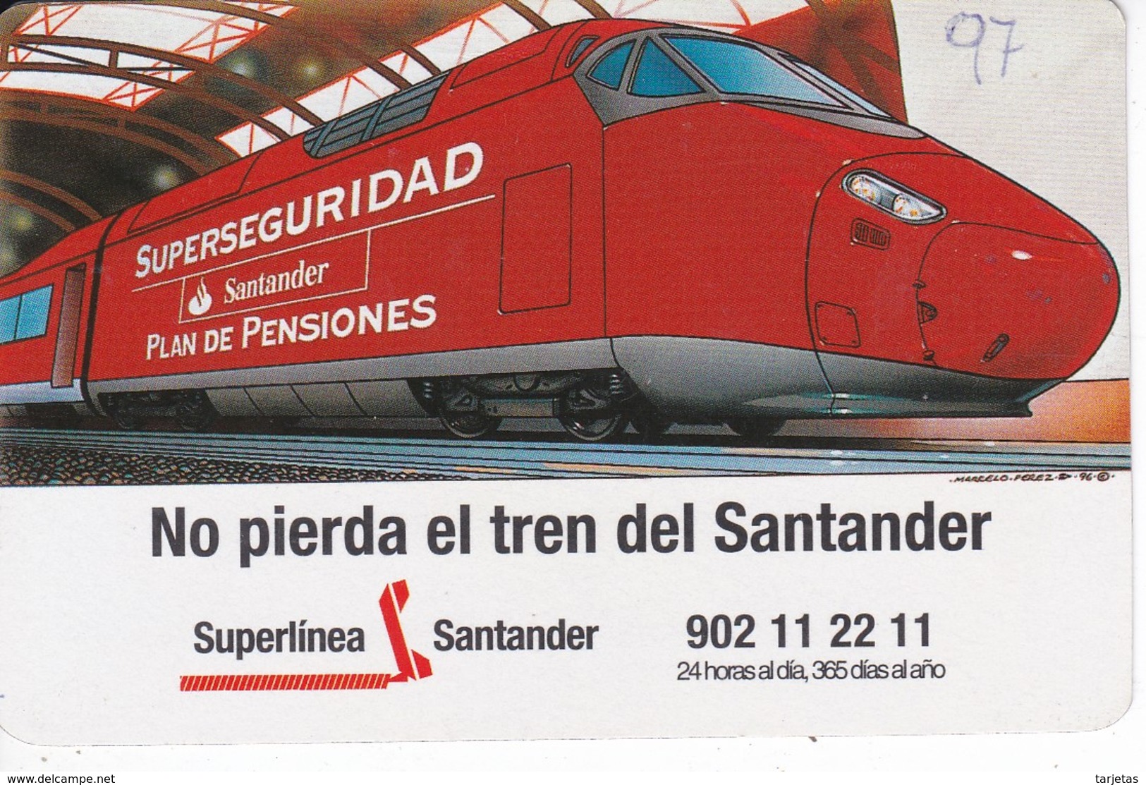 CALENDARIO DEL SANTANDER DE UN TREN DEL AÑO 1997 (CALENDRIER-CALENDAR) TRAIN-ZUG - Tamaño Pequeño : 1991-00