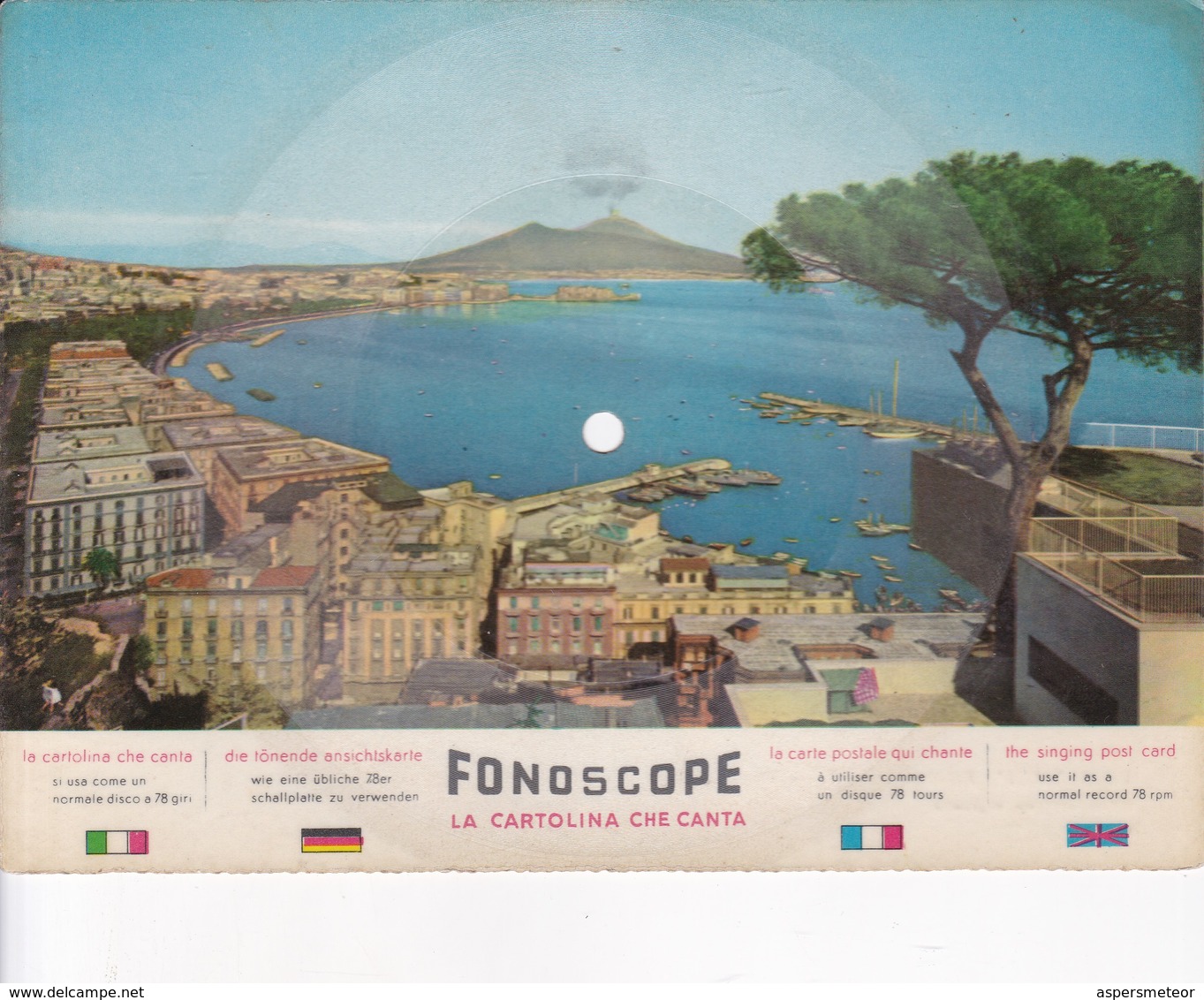 FONOSCOPE, LA CARTOLINA CHE CANTA DISQUE DISCO 78 RPM. FUNICULI FUNICULA. NAPOLI, CIRCA 1960s - BLEUP - Muziek En Musicus