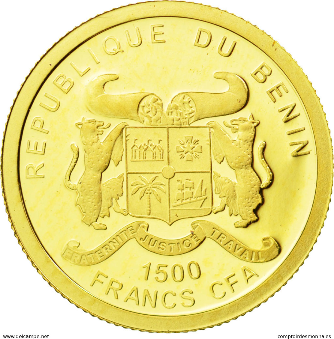 Benin, 1500 Francs CFA, Charles De Gaulle, 2010, FDC, Or - Benín