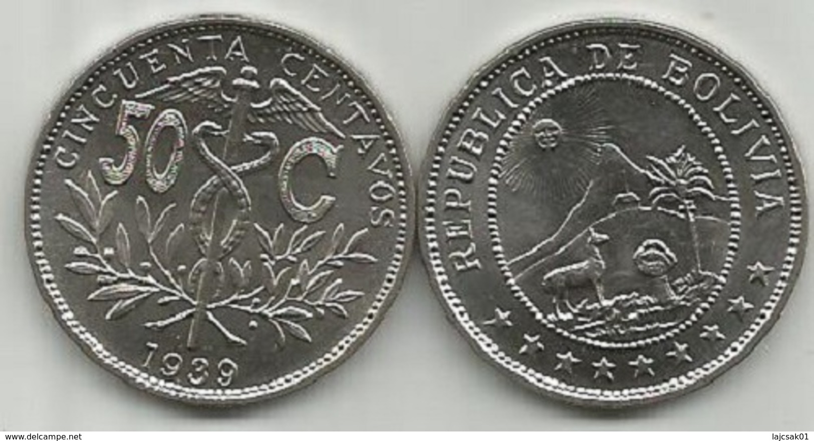 Bolivia 50 Centavos 1939. High Grade - Bolivia
