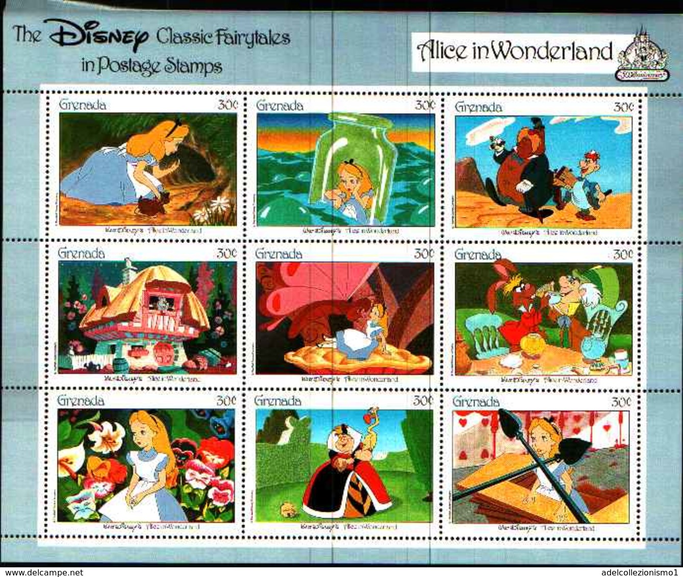 72551) Grenada Disney Alice/CAT/MOTH/Cane Sht -MNH**disney - Grenada (1974-...)