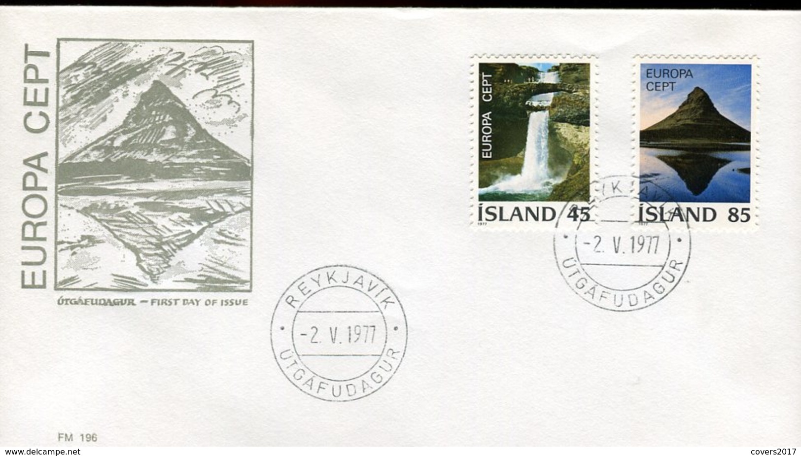 Iceland/Islande/Ijsland/Island FDC 02.V.1977 Europa Issue Matching Cover FM-196 - FDC