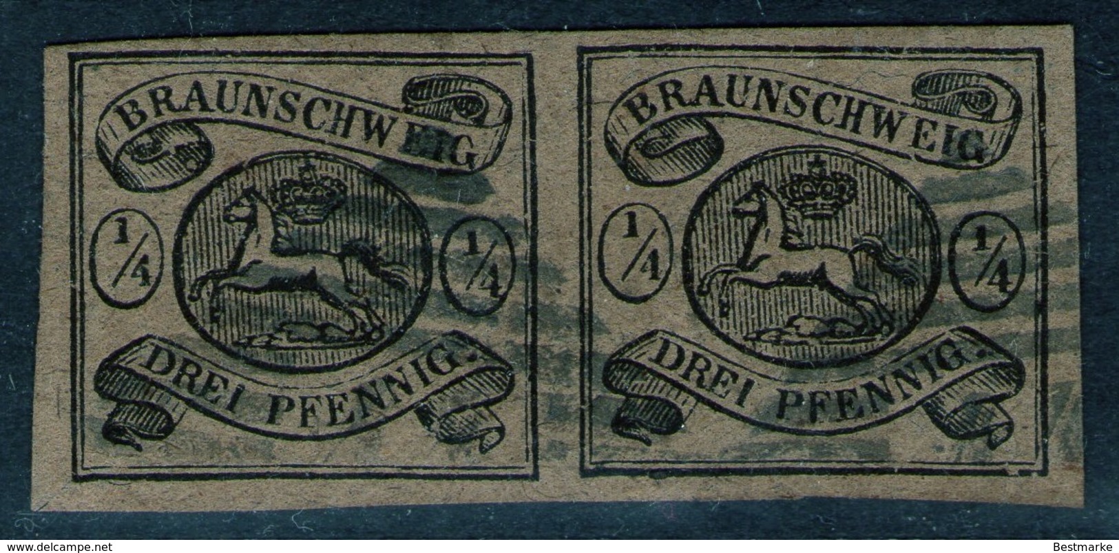 44 Velpke Auf Paar 1/4 Gute Groschen Braun - Braunschweig Nr. 4 Mit Abart - Kabinett - Tiefst Geprüft BPP - Brunswick