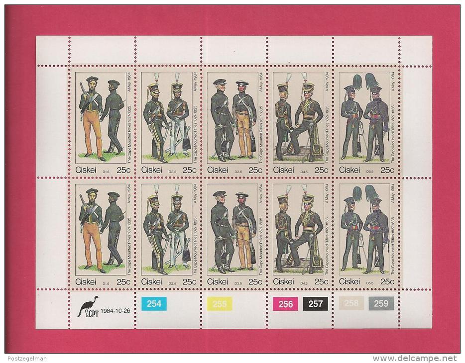 CISKEI, 1984, MNH Stamp(s) In Full Sheets, Military Uniforms, Nr(s) 65-69 - Ciskei