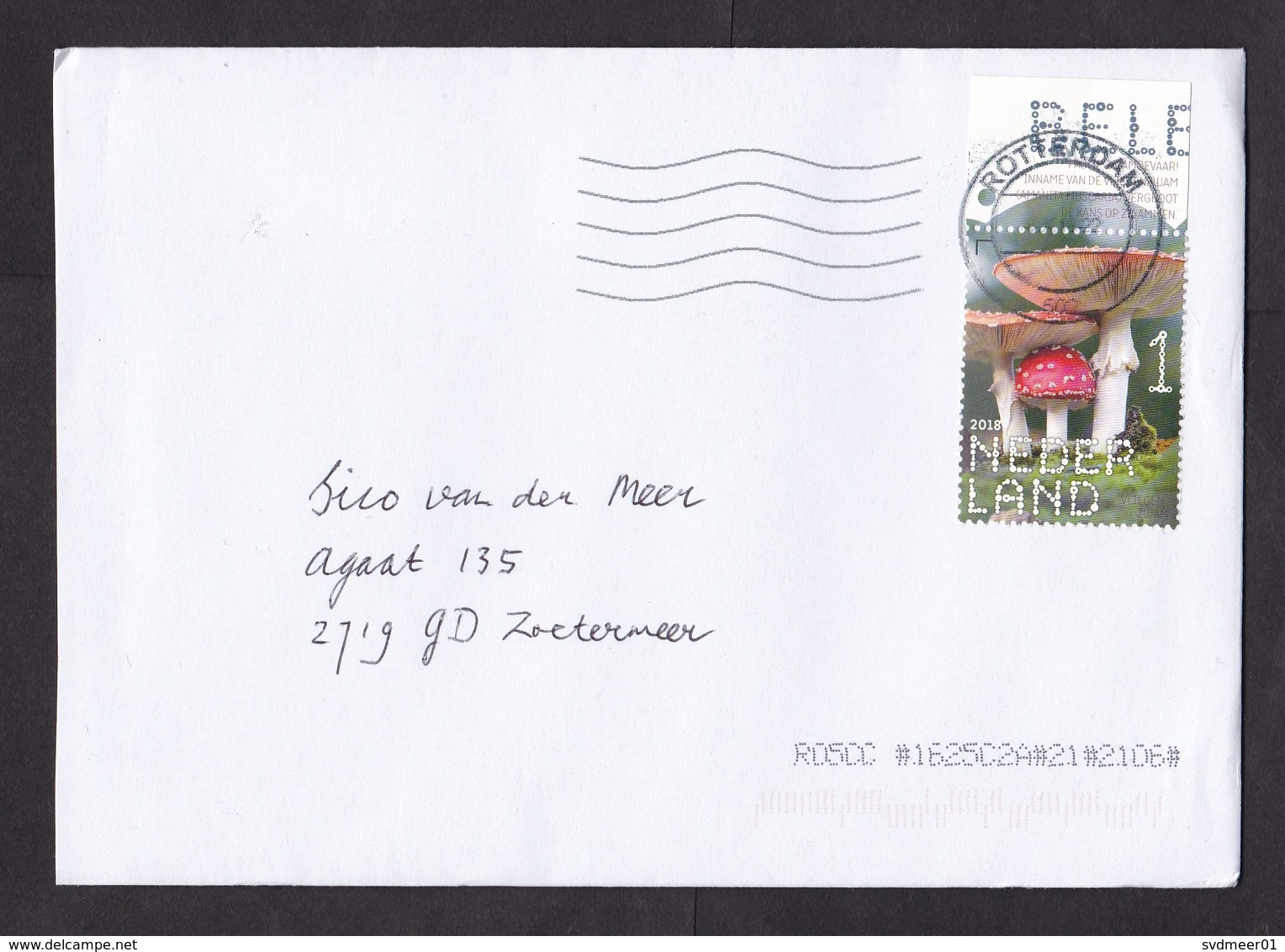 Netherlands: Cover, 2018, 1 Stamp + Tab, Mushroom, Fungus (traces Of Use) - Storia Postale