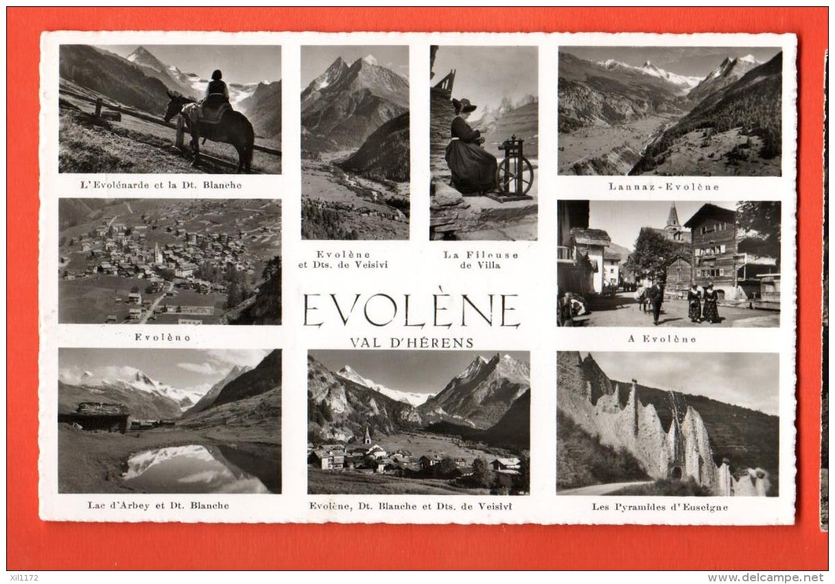 FKC-21 Evolène Val D'Hérens, Multivues. Cachet 1957. Gyger 18620 - Evolène