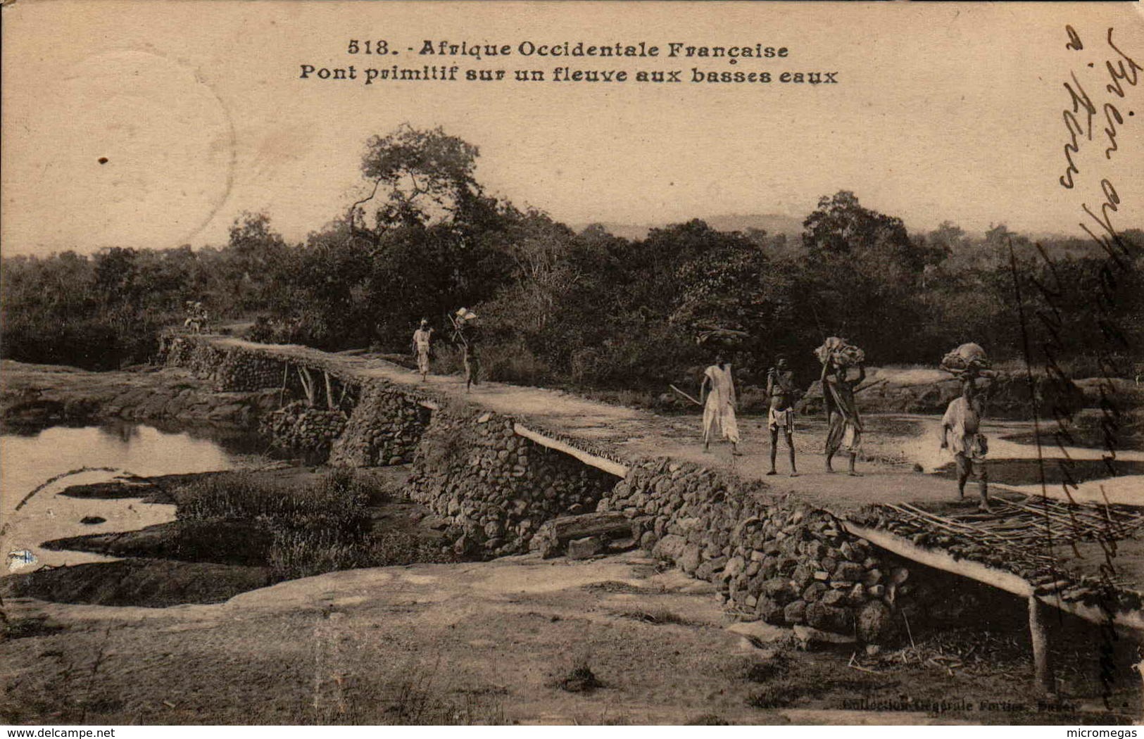 Afrique Occidentale - Pont Primitif Sur Un Fleuve Aux Basses Eaux - Non Classés