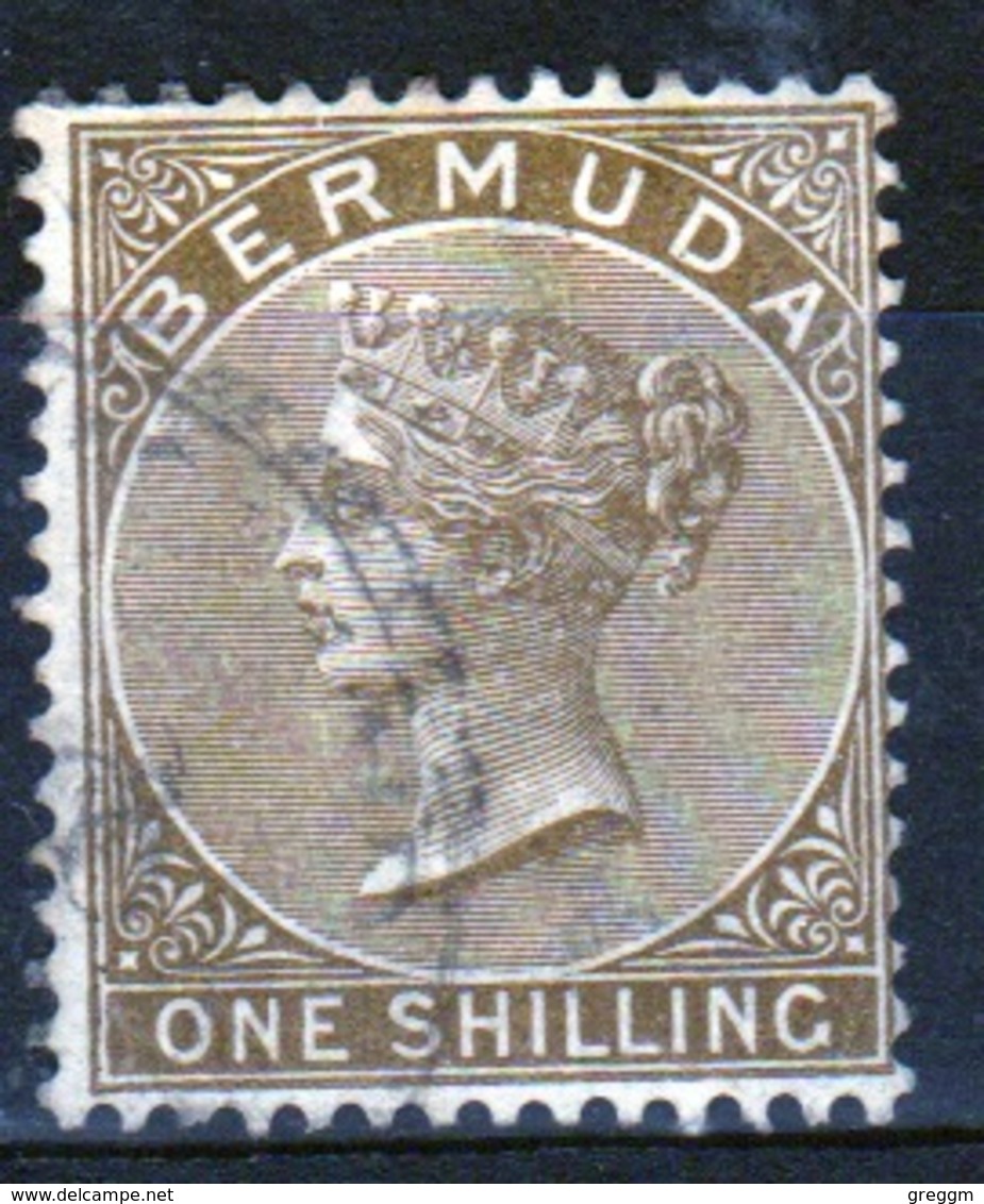 Bermuda 1883 Queen Victoria  Single Stamp With One Shilling On Yellow Brown. - Bermuda
