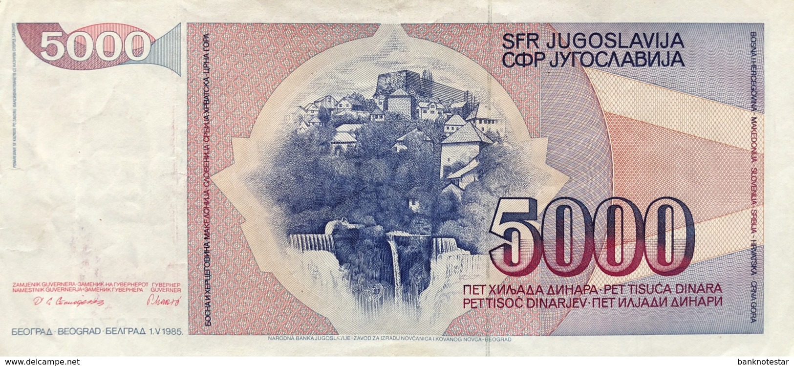 Yugoslavia 5.000 Dinara, P-93r (1985) - Replacement Note - (VF) - Jugoslawien