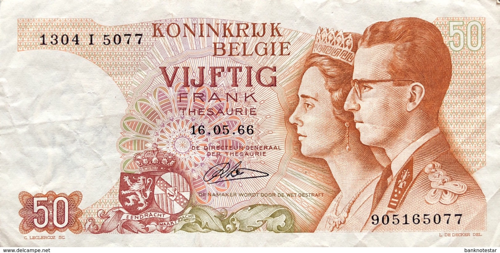 Belgium 50 Francs, P-139r (1966) - Replacement Note - (VF) - Sonstige & Ohne Zuordnung