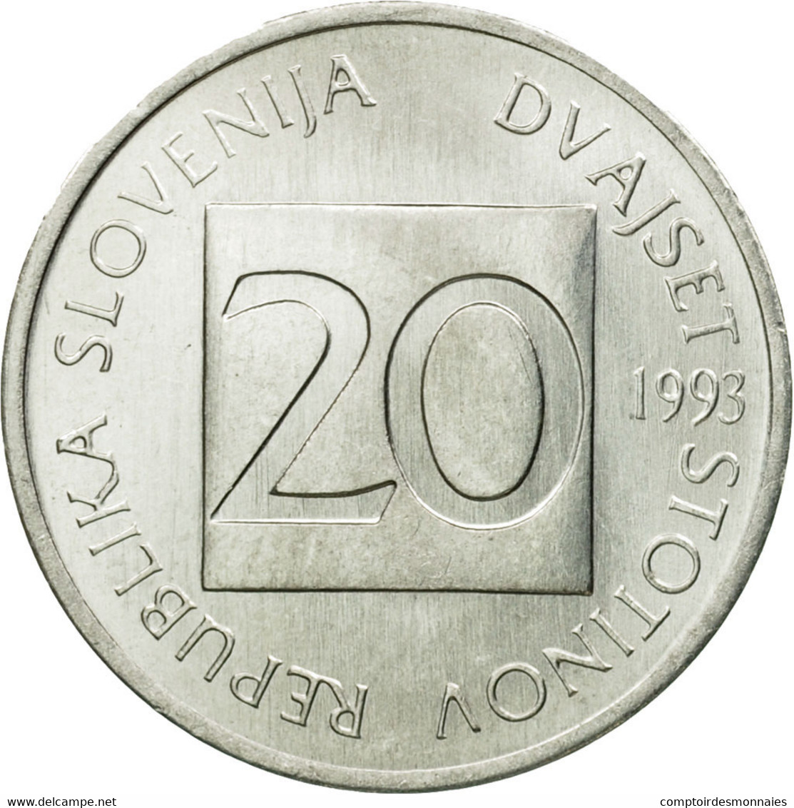 Monnaie, Slovénie, 20 Stotinov, 1993, SUP, Aluminium, KM:8 - Slovenia