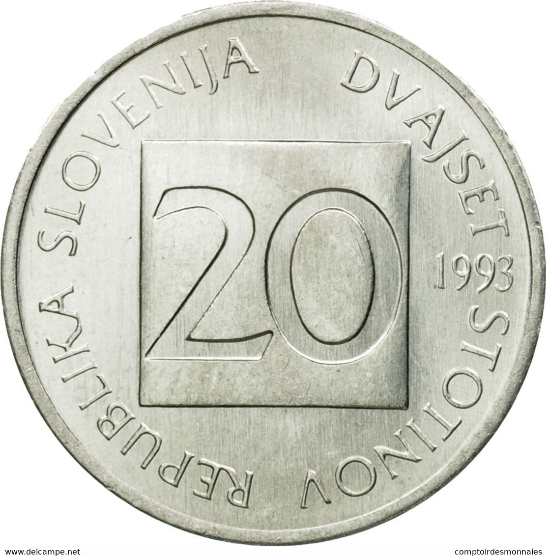 Monnaie, Slovénie, 20 Stotinov, 1993, SUP, Aluminium, KM:8 - Slovénie