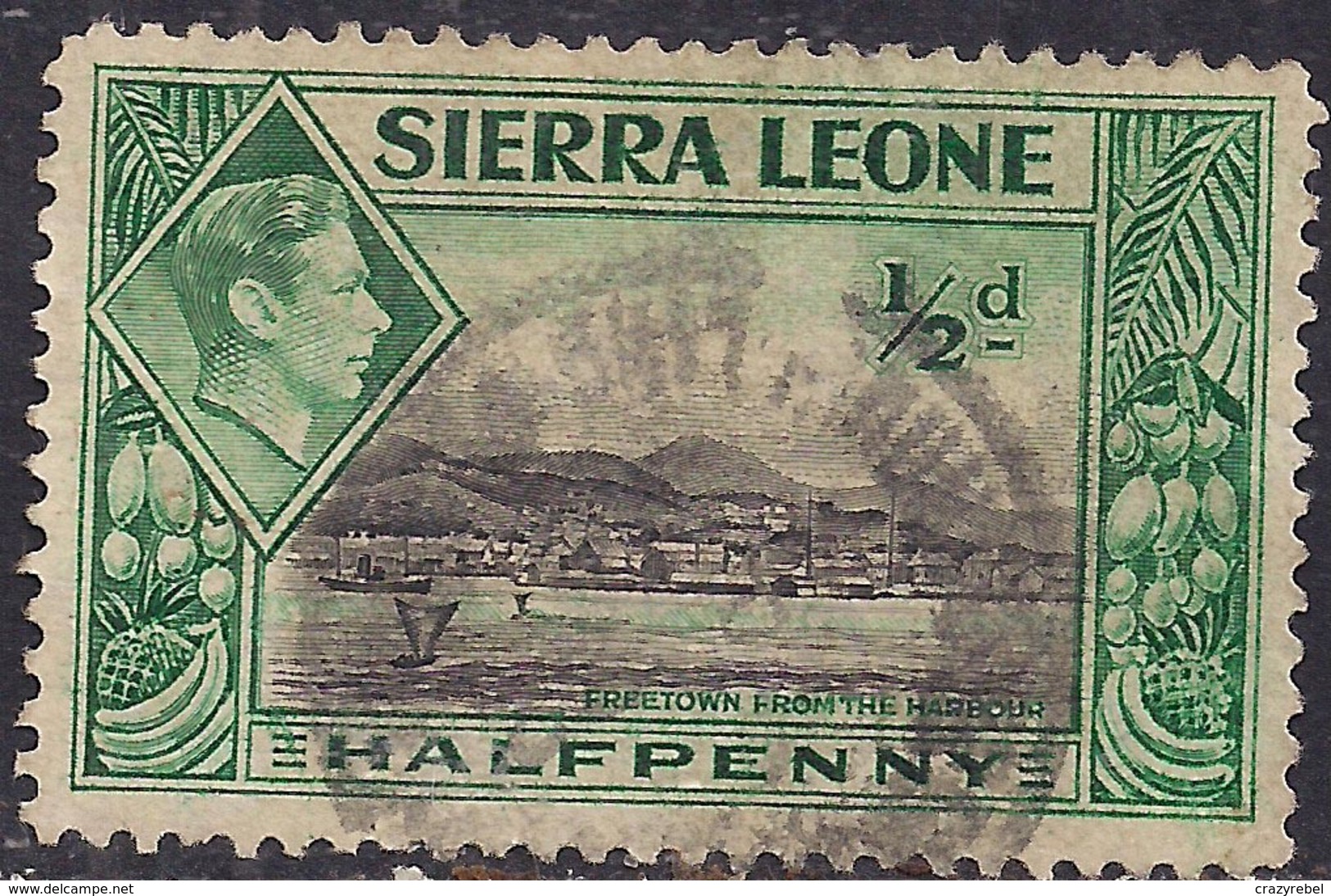 Sierra Leone 1938 - 44 KGV1 1/2d Green & Black SG 188 ( G1483 ) - Sierra Leone (...-1960)