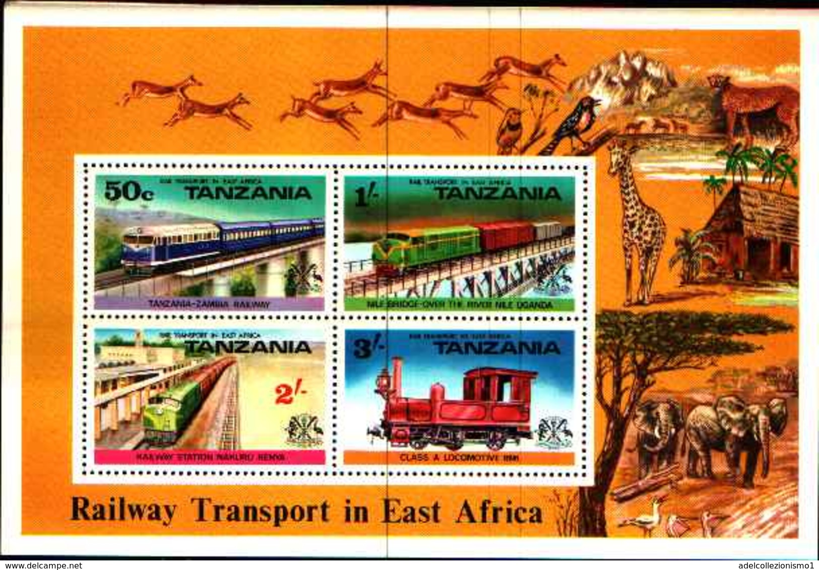 72562) FRANCOBOLLI STAMPS TANZANIA 1976 "TRENI / TRAINS" MNH** BLOCK (C.7) - Tanzania (1964-...)