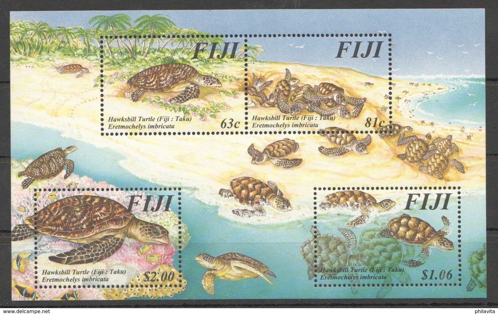 1997 Fiji - Lifecicle Of The Turtles At Fiji - Hawksbill Sea Turtle - MS MNH** Mi Block 22 (kk) - Fiji (1970-...)