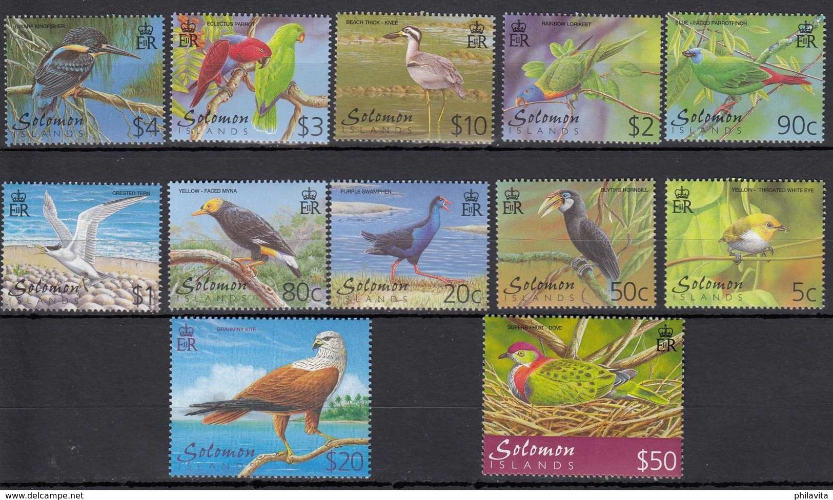 2001 Solomon Island - Birds Of Solomon Island - Set Of 12 V MNH** MiNr. 1033 - 1044 (kk) KW 50 Mie - Salomoninseln (Salomonen 1978-...)