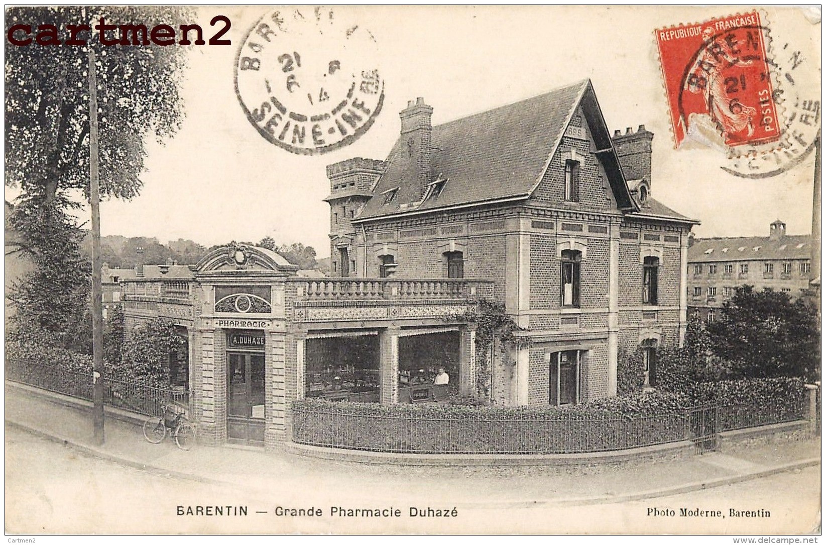 RARE CPA : BARENTIN GRANDE PHARMACIE DUHAZE  (Editeur Photo Moderne) 76 SEINE-MATIRIME - Barentin