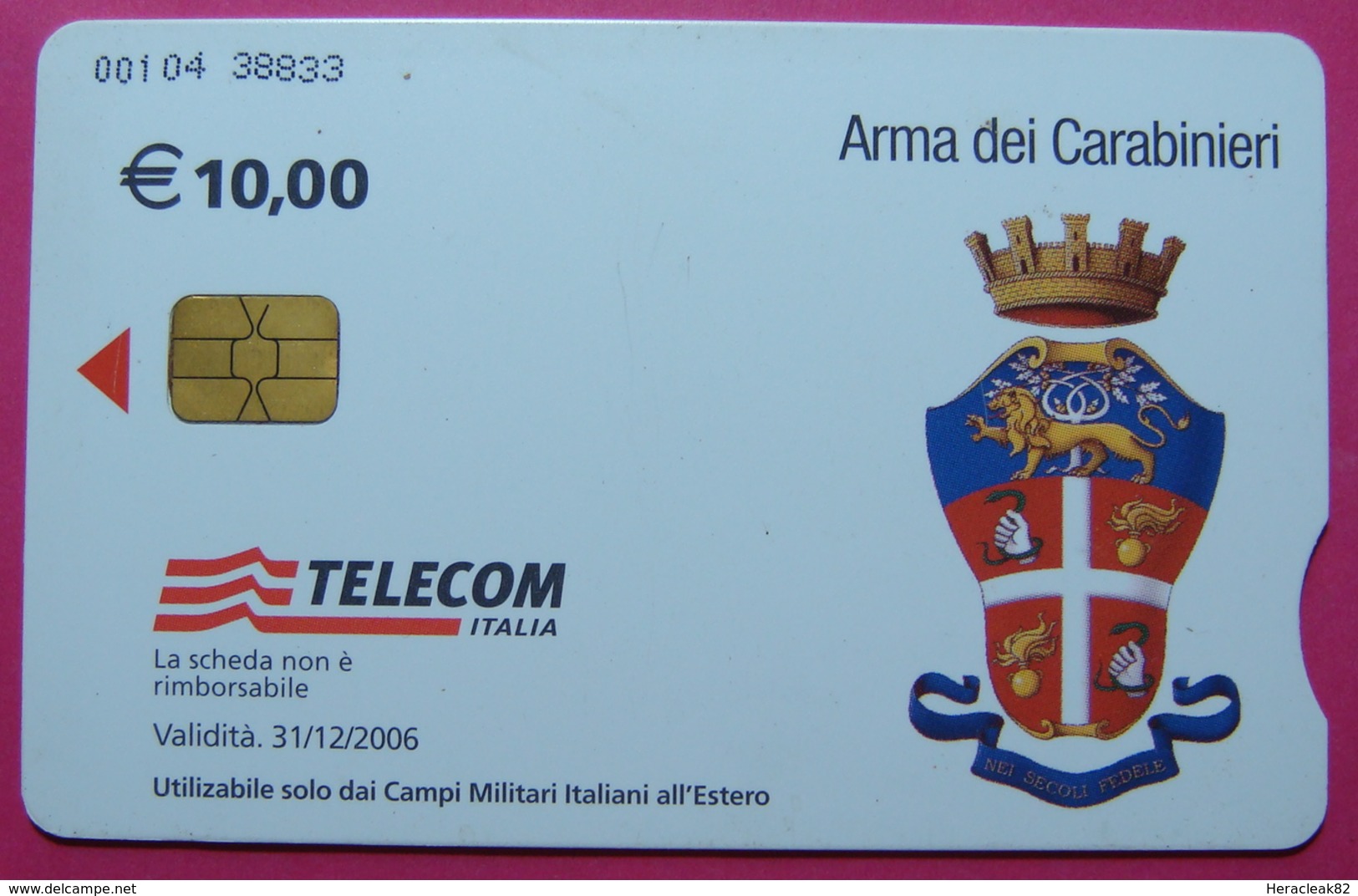 2 Edition KFOR-NATO Kosovo Italian Army In IRAQ CHIP Phonecard, 10 Euro. TELECOM ITALIA, *Arma Dei Carabinieri, Doctor* - Iraq