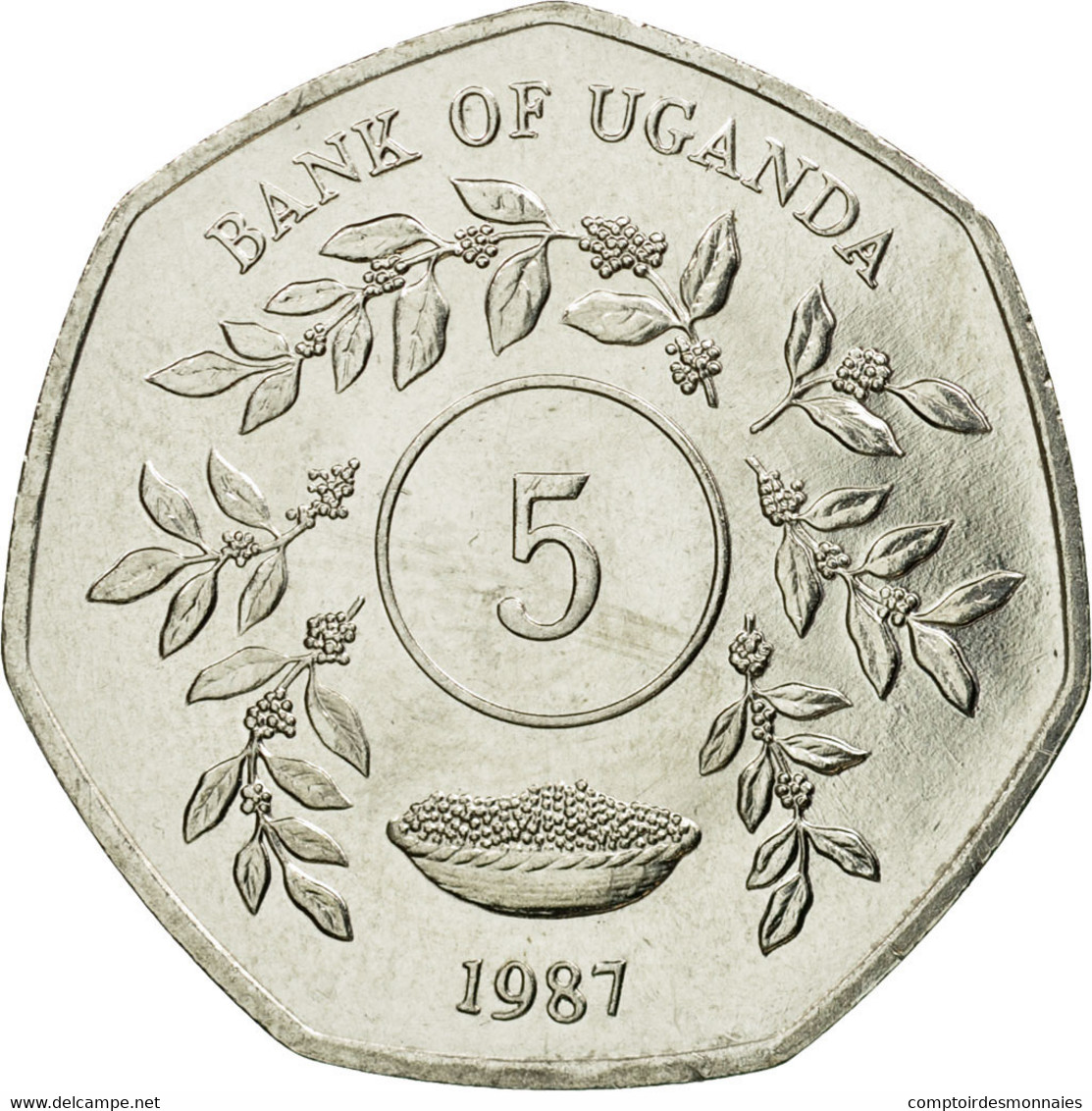 Monnaie, Uganda, 5 Shillings, 1987, SUP, Nickel Plated Steel, KM:29 - Ouganda