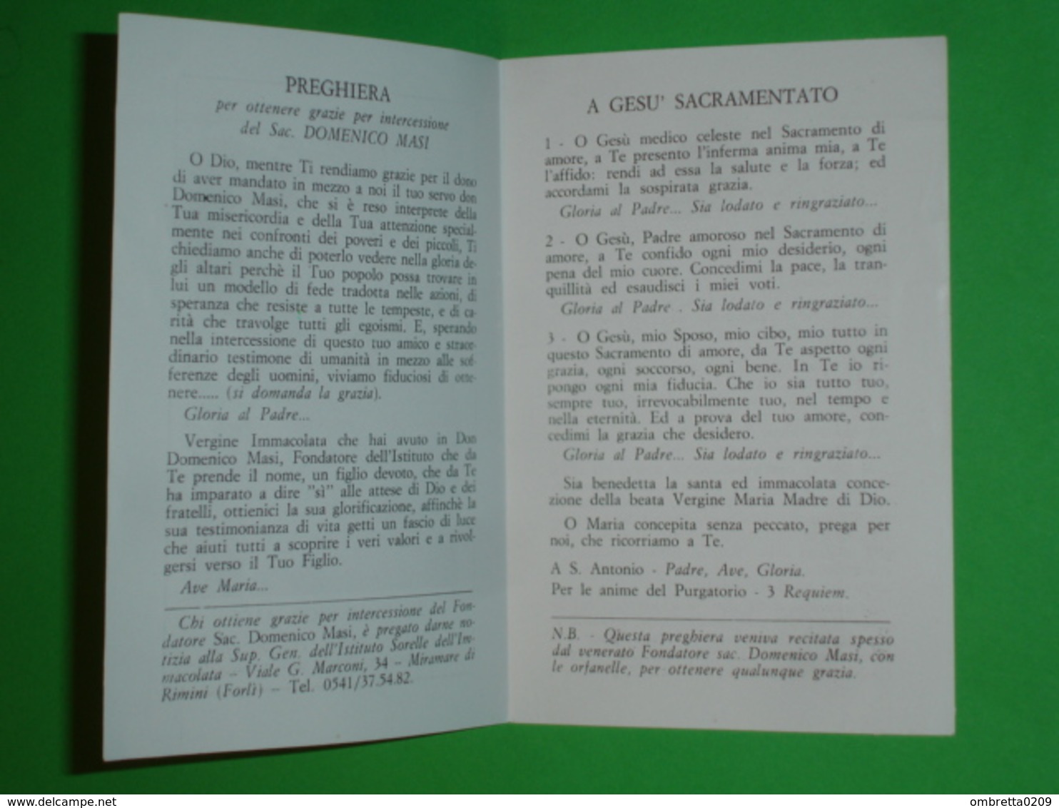 Sac.DOMENICO MASI Fondatore "Sorelle Dell'Immacolata" San Clemente,Forlì.Miramare,Rimini/guerra 1915'18 /santino - Imágenes Religiosas