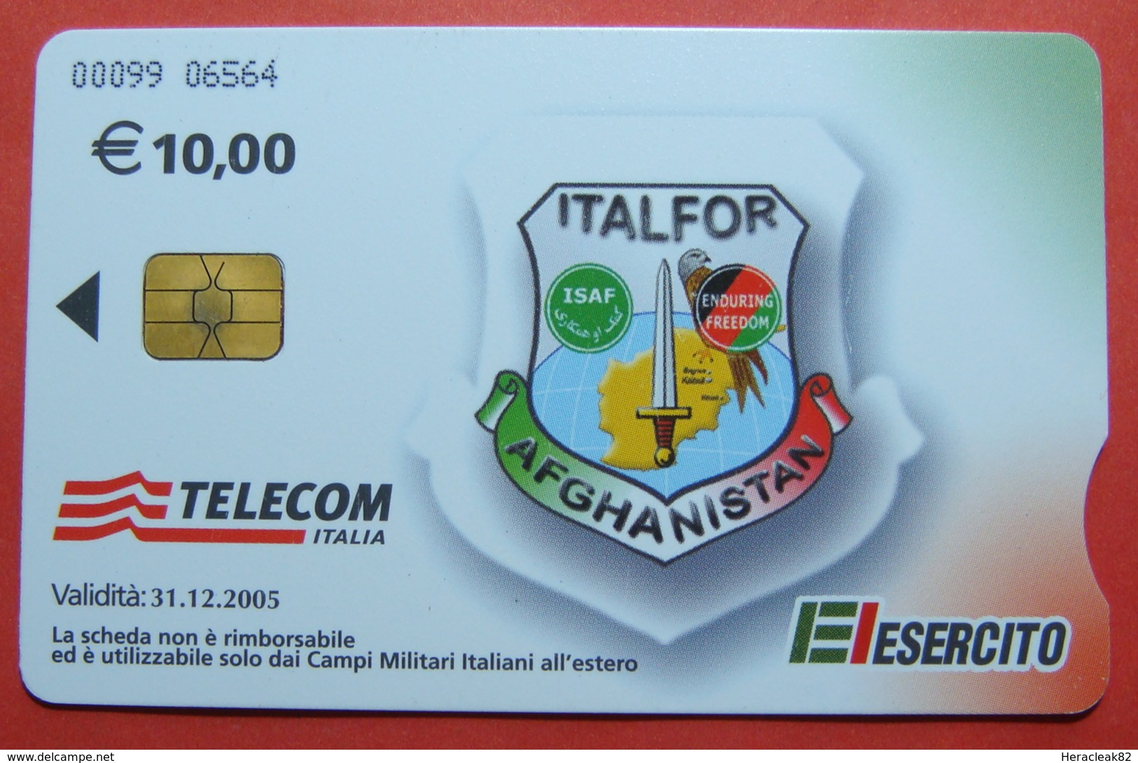 KFOR-NATO Kosovo Italian Army In AFGHANISTAN CHIP Phonecard, 10 Euro. TELECOM Italia, *ITALFOR* # 00099 06564 RRRRRR - Afghanistan