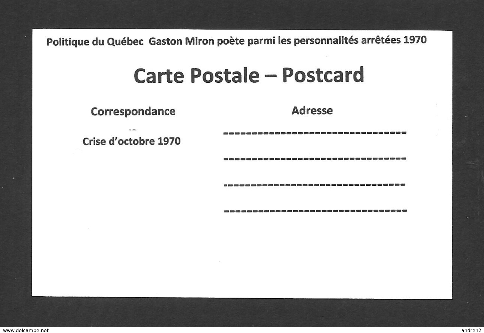 POLITIQUE DU QUÉBEC - GASTON MIRON POÈTE PARMI LES PERSONNALITÉS ARRÊTÉES À LA CRISE D'OCTOBRE 1970 - Personnages